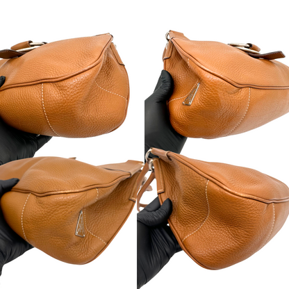 Prada Cognac Brown Leather Moon Bag