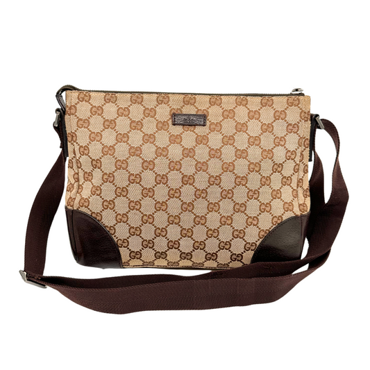 Gucci brun canvas axelväska