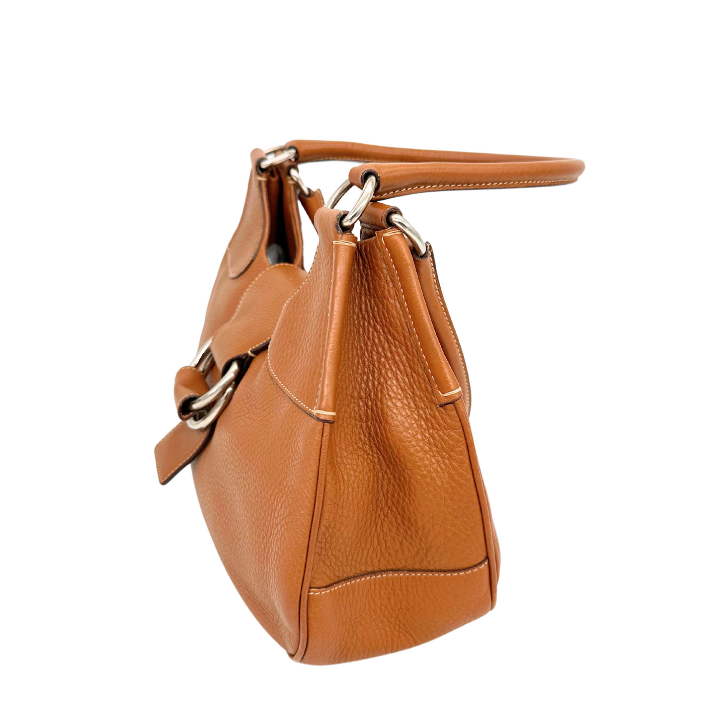 Prada Cognac Brown Leather Moon Bag