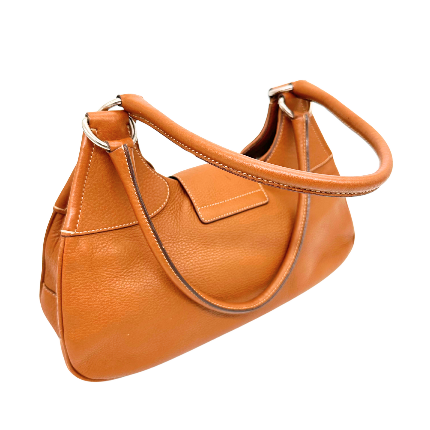Prada Cognac Brown Leather Moon Bag